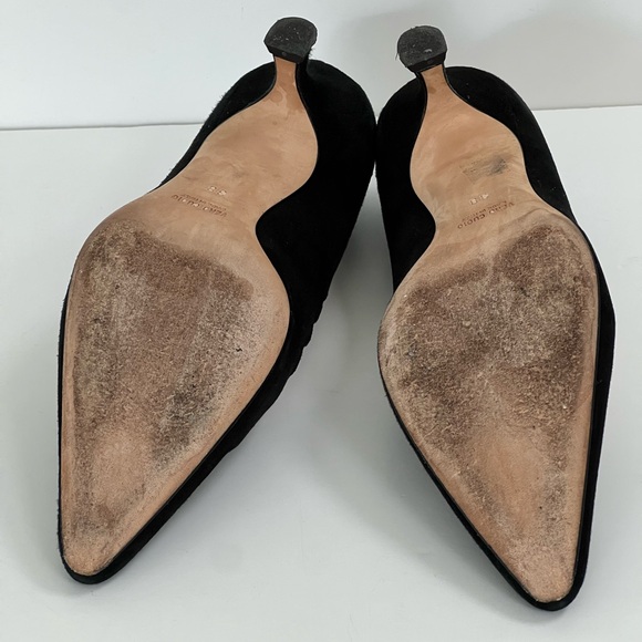 Pancaldi For Diane B Black Suede Leather Scalloped Women’s Heels Size Euro 38 - Picture 9 of 13